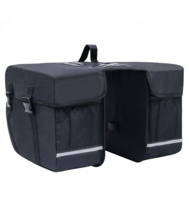 vidaXL Double Bicycle Bag for Pannier Rack Waterproof 35 L Black