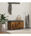 vidaXL Hall Bench with Cushion with Shelf Smoked Oak 80 x 38 x 46 cm
