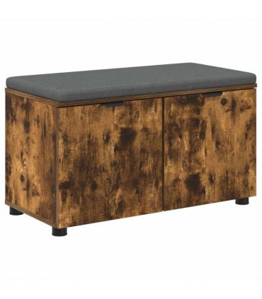 vidaXL Hall Bench with Cushion with Shelf Smoked Oak 80 x 38 x 46 cm