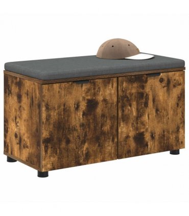 vidaXL Hall Bench with Cushion with Shelf Smoked Oak 80 x 38 x 46 cm