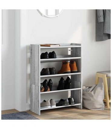 vidaXL Shoe Rack Grey Sonoma 60x25x81 cm Engineered Wood