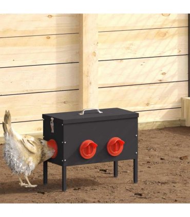 vidaXL Chicken Feeder 2 pcs Black 41.5 x 20.5 x 33 cm