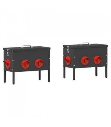 vidaXL Chicken Feeder 2 pcs Black 41.5 x 20.5 x 33 cm