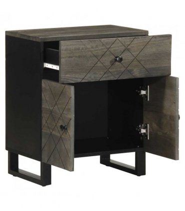 vidaXL Bedside Cabinet Black 50x33x60 cm Solid Wood Mango