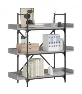 vidaXL Bookcase 3-Tier Grey Sonoma 100x33x108.5 cm Engineered Wood