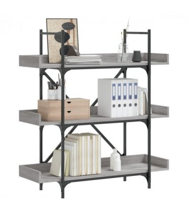 vidaXL Bookcase 3-Tier Grey Sonoma 100x33x108.5 cm Engineered Wood