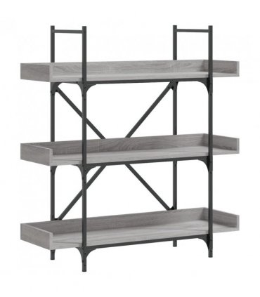 vidaXL Bookcase 3-Tier Grey Sonoma 100x33x108.5 cm Engineered Wood