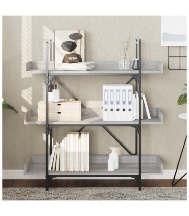 vidaXL Bookcase 3-Tier Grey Sonoma 100x33x108.5 cm Engineered Wood