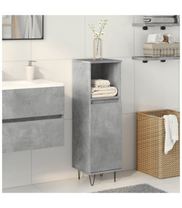 vidaXL Bathroom Cabinet Concrete Grey 30x30x100 cm Engineered Wood