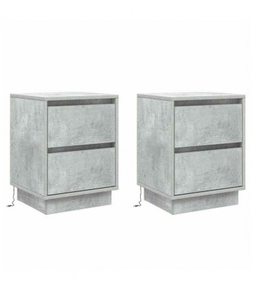 vidaXL Bedside Cabinet 2 pcs Concrete Grey 39 x 34.5 x 50 cm