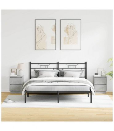 vidaXL Bedside Cabinet 2 pcs Concrete Grey 39 x 34.5 x 50 cm