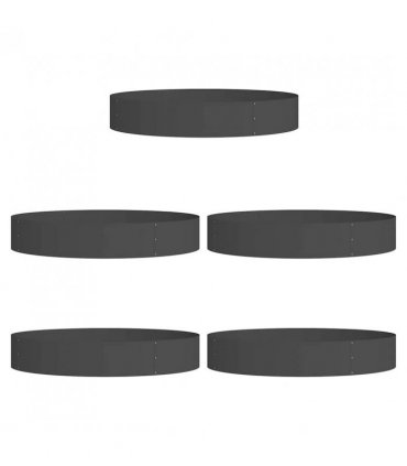 vidaXL Planter Ring 5 pcs Black 120 x 120 x 20 cm Cold-rolled Steel