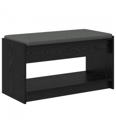 vidaXL Hall Bench Black Oak 83 x 38 x 45 cm Engineered Wood and Fabric