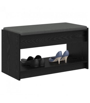 vidaXL Hall Bench Black Oak 83 x 38 x 45 cm Engineered Wood and Fabric