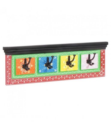 vidaXL Coat Rack Black 80 x 25 x 2 cm Solid Mango Wood