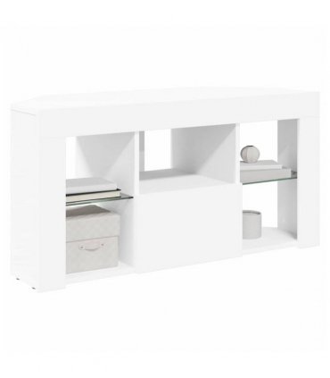 vidaXL Corner LED TV Cabinet White 100 x 40 x 50 cm Engineered Wood