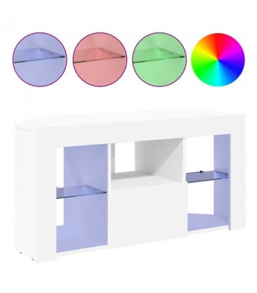 vidaXL Corner LED TV Cabinet White 100 x 40 x 50 cm Engineered Wood