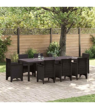 vidaXL Garden Table Brown 250 x 100 x 73 cm Poly Rattan