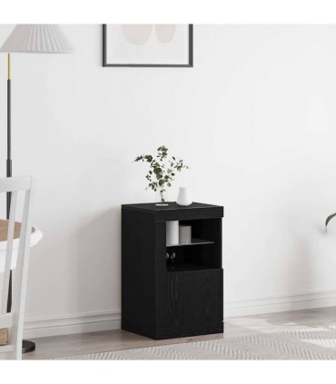 vidaXL LED Sideboard Black Oak 41 x 37 x 67 cm Engineered Wood