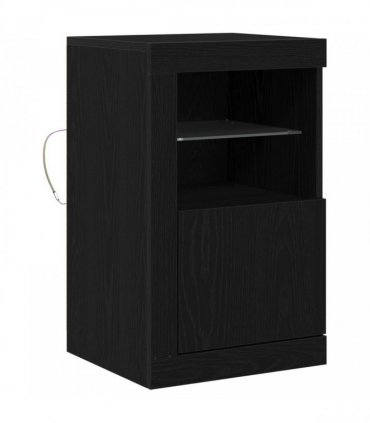 vidaXL LED Sideboard Black Oak 41 x 37 x 67 cm Engineered Wood