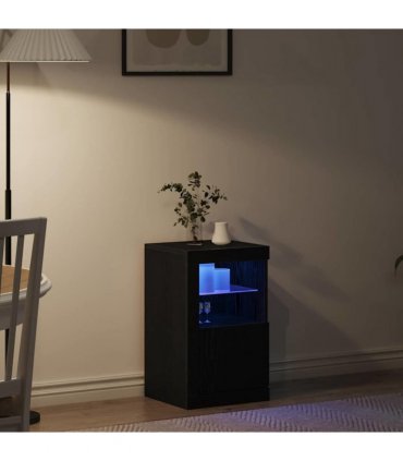 vidaXL LED Sideboard Black Oak 41 x 37 x 67 cm Engineered Wood