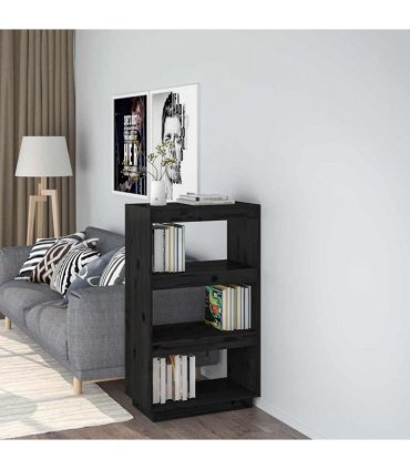 vidaXL Book Cabinet/Room Divider Black 60x35x103 cm Solid Wood Pine