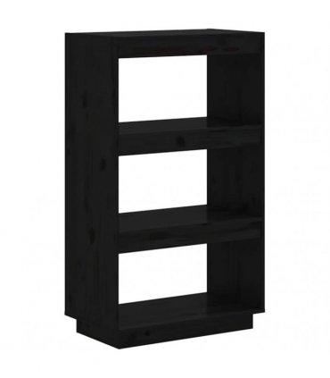 vidaXL Book Cabinet/Room Divider Black 60x35x103 cm Solid Wood Pine