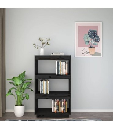 vidaXL Book Cabinet/Room Divider Black 60x35x103 cm Solid Wood Pine