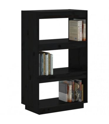 vidaXL Book Cabinet/Room Divider Black 60x35x103 cm Solid Wood Pine