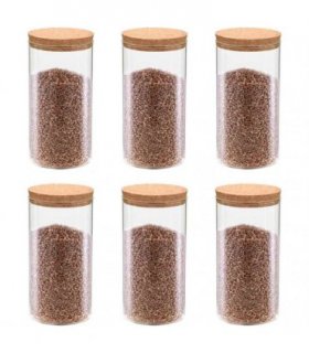 vidaXL Storage Glass Jars with Cork Lid 6 pcs 1400 ml
