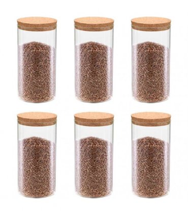 vidaXL Storage Glass Jars with Cork Lid 6 pcs 1400 ml