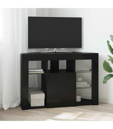 vidaXL Corner LED TV Cabinet Black 100x40x68cm Engineered Wood