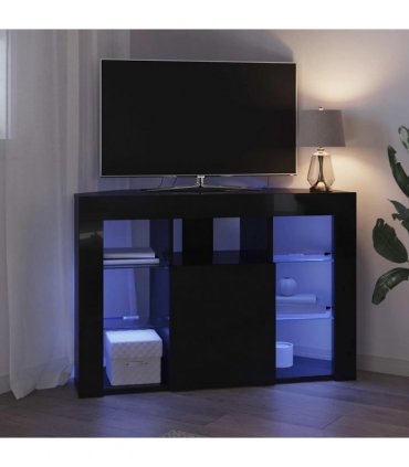 vidaXL Corner LED TV Cabinet Black 100x40x68cm Engineered Wood