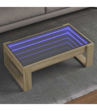 vidaXL Coffee Table with Infinity LED Sonoma Oak 90x53x30 cm