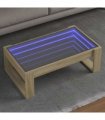 vidaXL Coffee Table with Infinity LED Sonoma Oak 90x53x30 cm