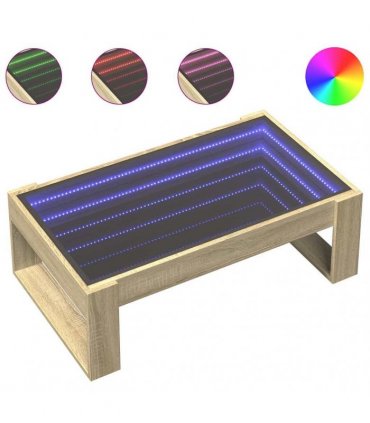 vidaXL Coffee Table with Infinity LED Sonoma Oak 90x53x30 cm