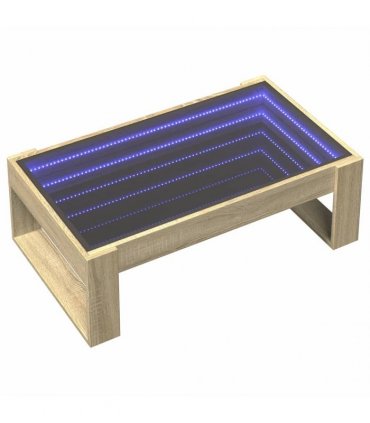vidaXL Coffee Table with Infinity LED Sonoma Oak 90x53x30 cm