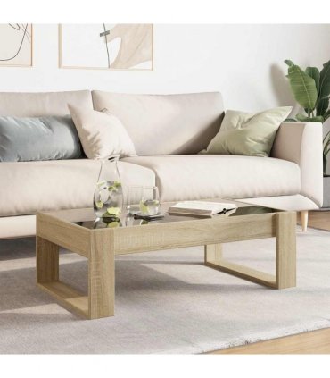 vidaXL Coffee Table with Infinity LED Sonoma Oak 90x53x30 cm