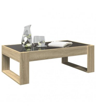 vidaXL Coffee Table with Infinity LED Sonoma Oak 90x53x30 cm
