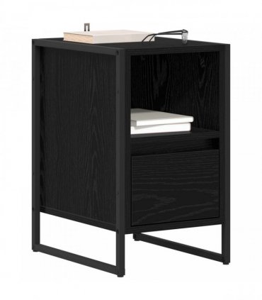 vidaXL Bedside Table 2 pcs Black Oak 39.5 x 30 x 50 cm Engineered Wood