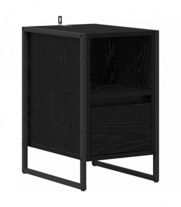 vidaXL Bedside Table 2 pcs Black Oak 39.5 x 30 x 50 cm Engineered Wood