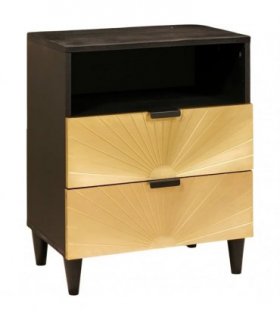 vidaXL Bedside Table Black and Gold 50 x 33 x 62 cm Engineered Wood