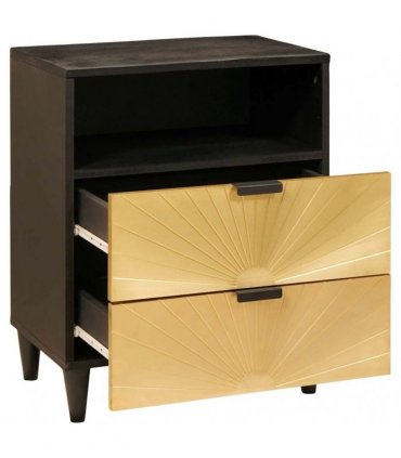 vidaXL Bedside Table Black and Gold 50 x 33 x 62 cm Engineered Wood