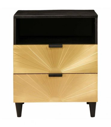 vidaXL Bedside Table Black and Gold 50 x 33 x 62 cm Engineered Wood