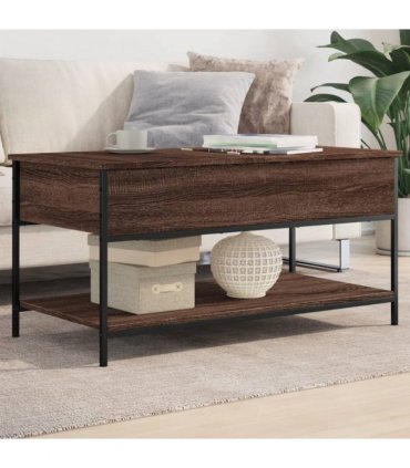vidaXL Coffee Table Brown Oak 100x50x50 cm Engineered Wood and Metal