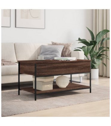 vidaXL Coffee Table Brown Oak 100x50x50 cm Engineered Wood and Metal