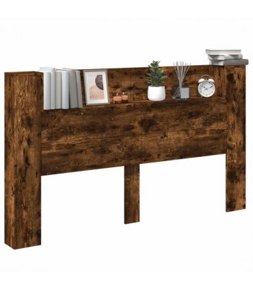 vidaXL Headboard Cabinet with LED Smoked Oak 180 x 16.5 x 103.5 cm