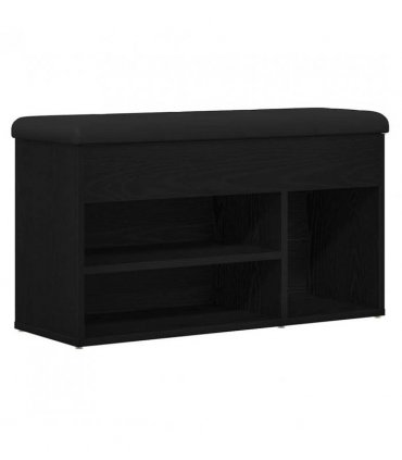 vidaXL Shoe Bench with Shelf Black 80 x 30 x 45 cm Engineered wood