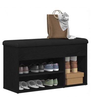 vidaXL Shoe Bench with Shelf Black 80 x 30 x 45 cm Engineered wood
