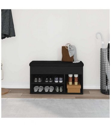 vidaXL Shoe Bench with Shelf Black 80 x 30 x 45 cm Engineered wood
